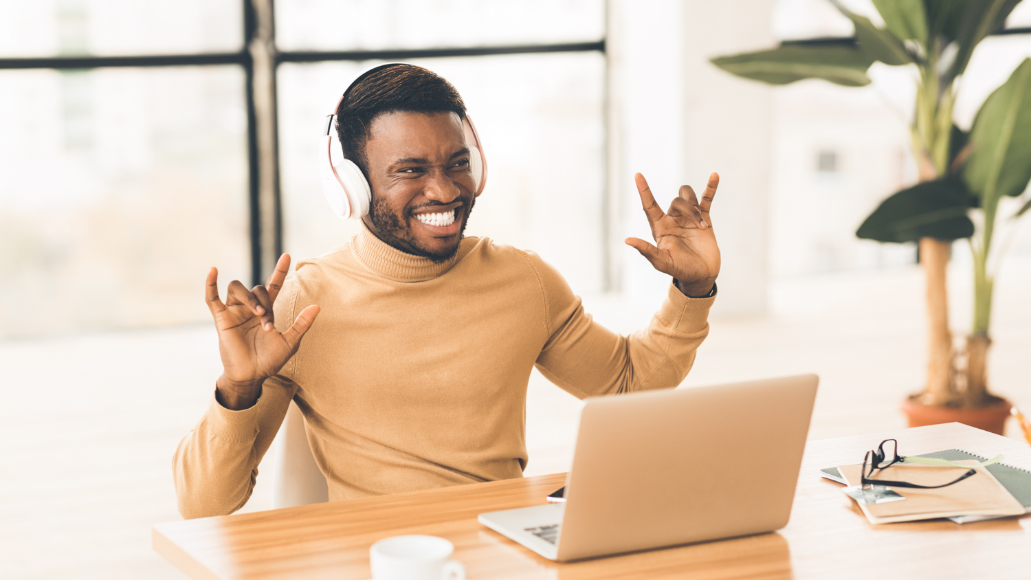 man in front of laptop